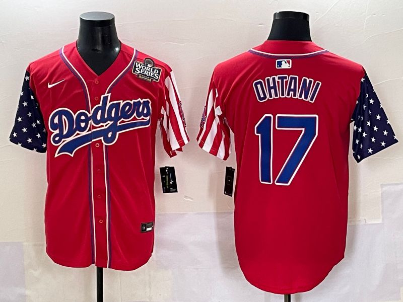 Men 2025 Los Angeles Dodgers #17 Ohtani Red a generation of national flags Joint Name Nike MLB Jersey style 6->los angeles dodgers->MLB Jersey
